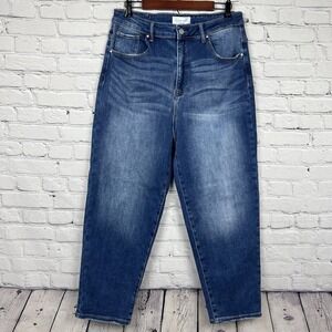 Risen‎ Jeans Womens 1XL Straight Leg Stretch Blue Denim High Rise Faded Casual